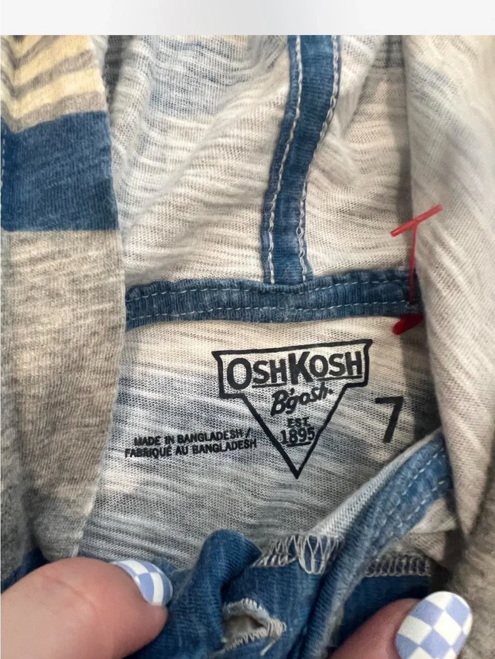 OshKosh B'gosh Blue & Gray Striped Hooded Pullover